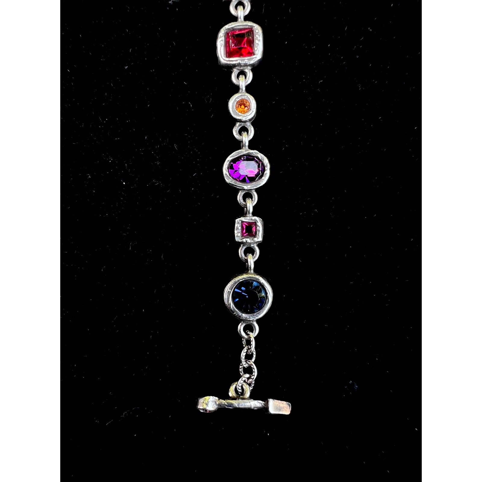 VTG Patricia Locke Signed Multi Color/Shape Swarovski Crystal Link Bracelet