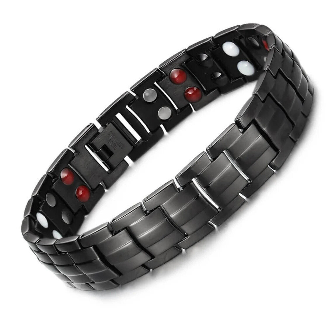Men’s Black Stainless Steel Magnetic Bracelet Gauss Germanium Ion Neodyme B0237