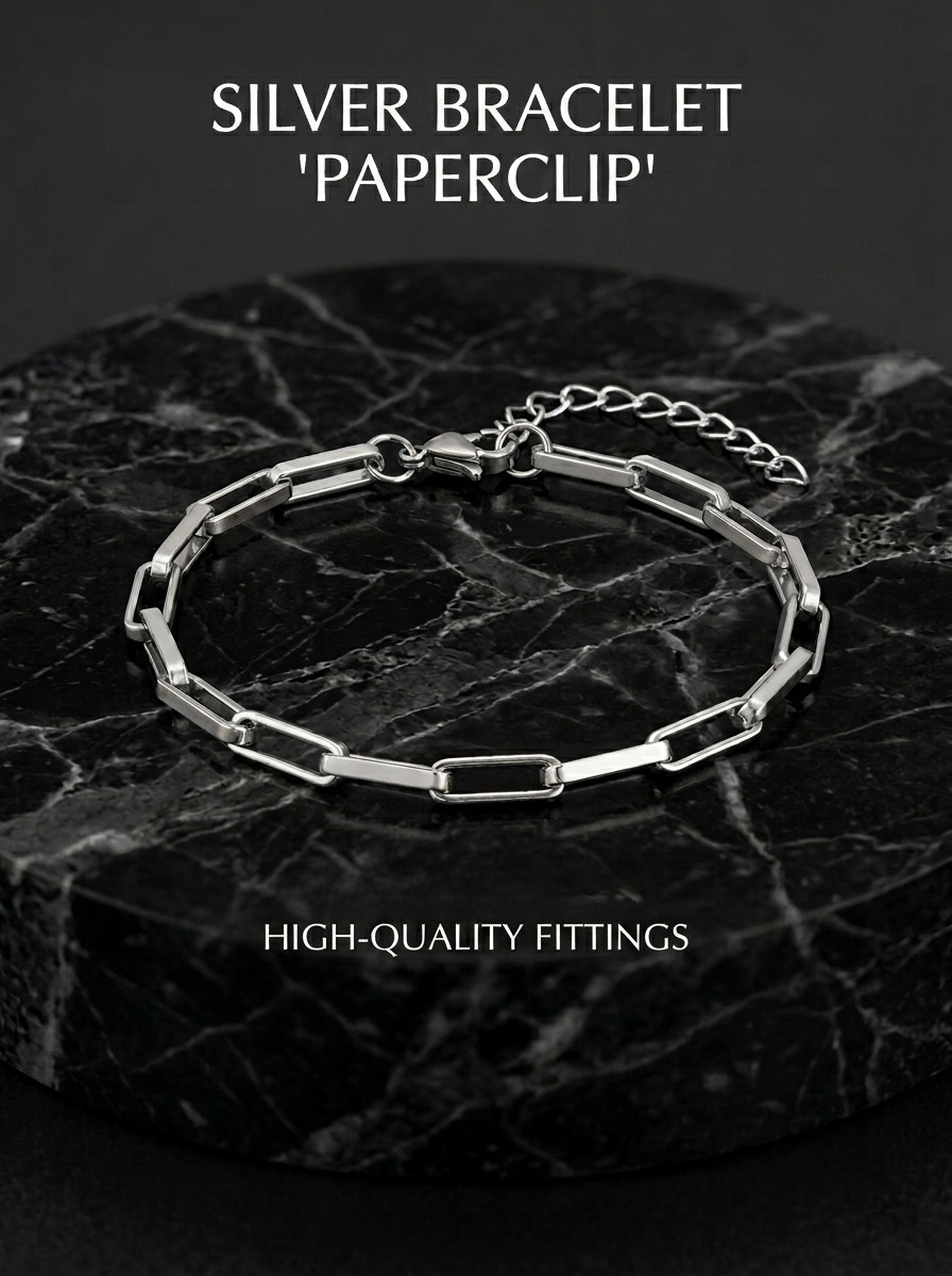 Unisex Stainless Steel Paper Clip Chain Bracelet Adjustable Minimalist Jewelry