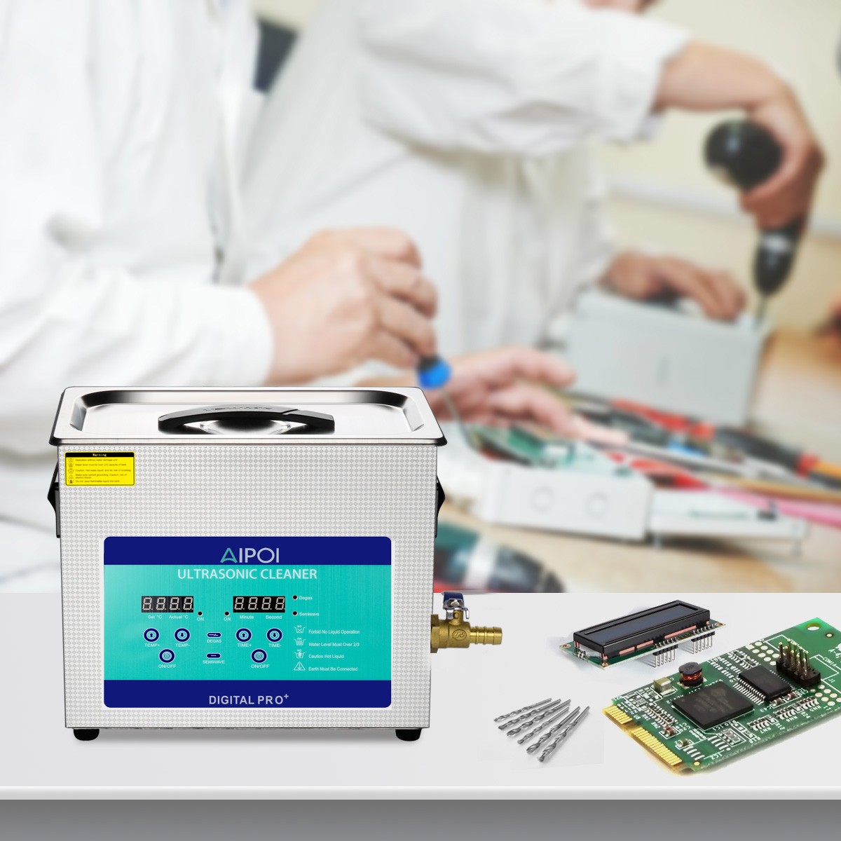 AIPOI 6.5L Ultrasonic Cleaner with Heater Timer & Basket Digital Sonic Machine
