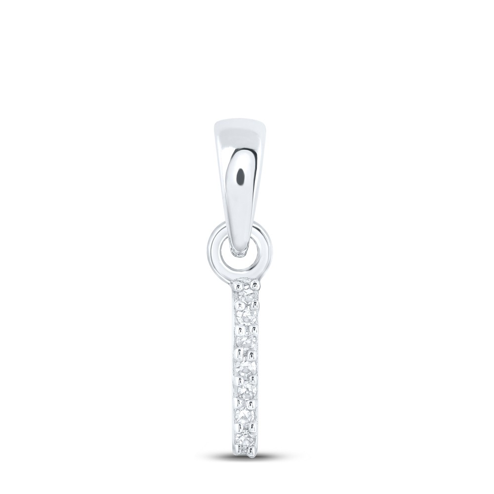 0.02 Ctw Natural Diamond Initial Letter I Pendant 10k White Gold