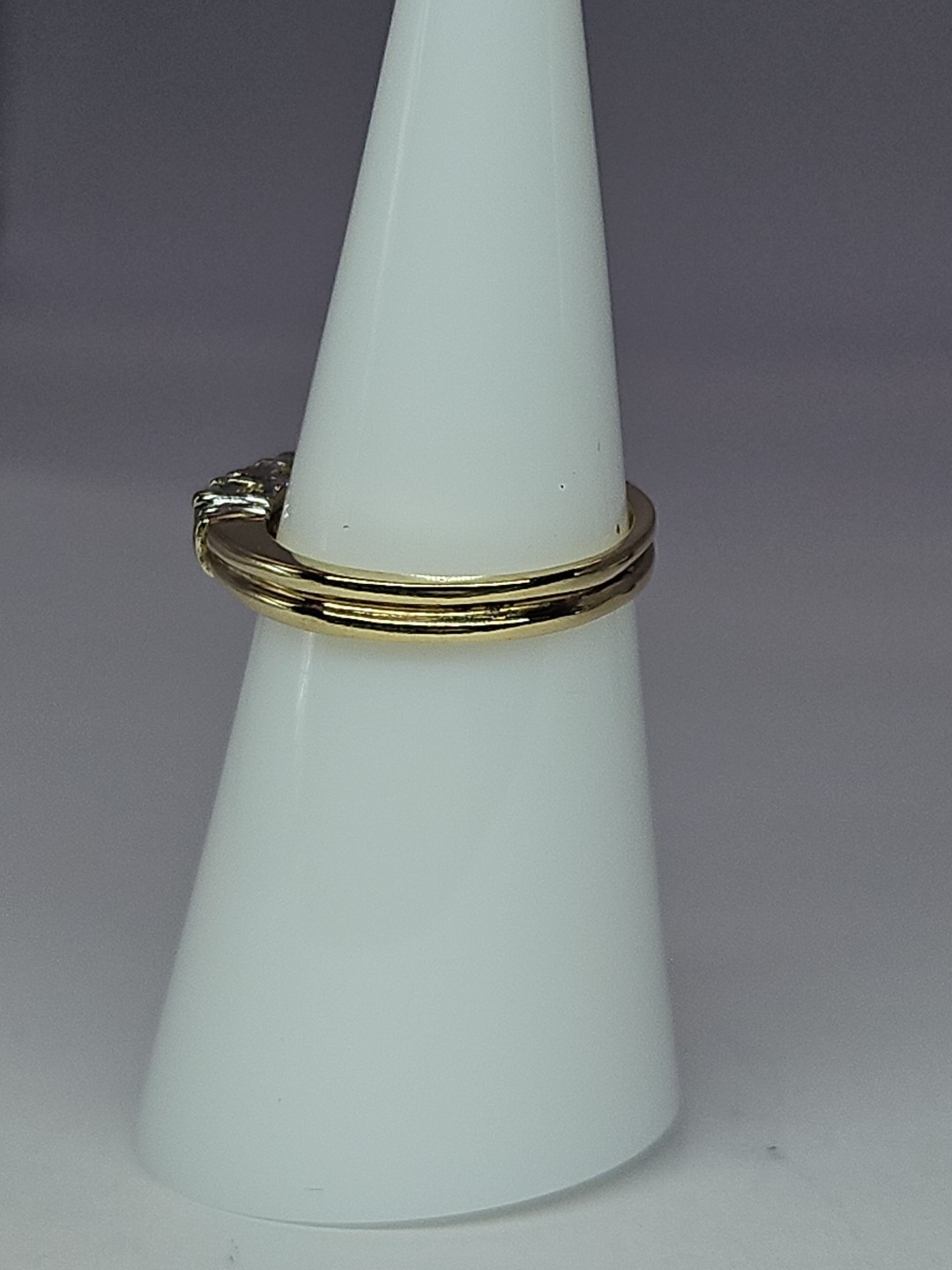 14k Yellow Gold 0.27TCW Diamond 3 Stone Ring Past Present Future Size 5.5 3.08g