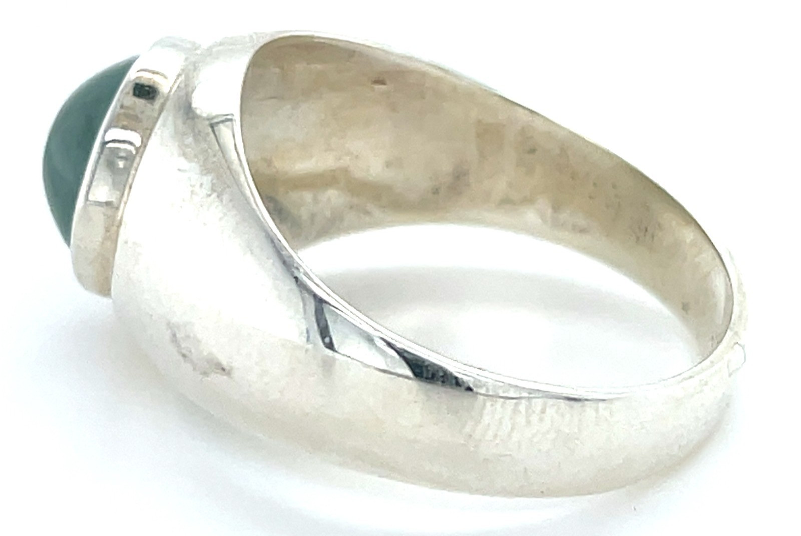 Type A Burmese Icy Water Green Jadeite Ring 32.7ct 925 Silver US13 Bold
