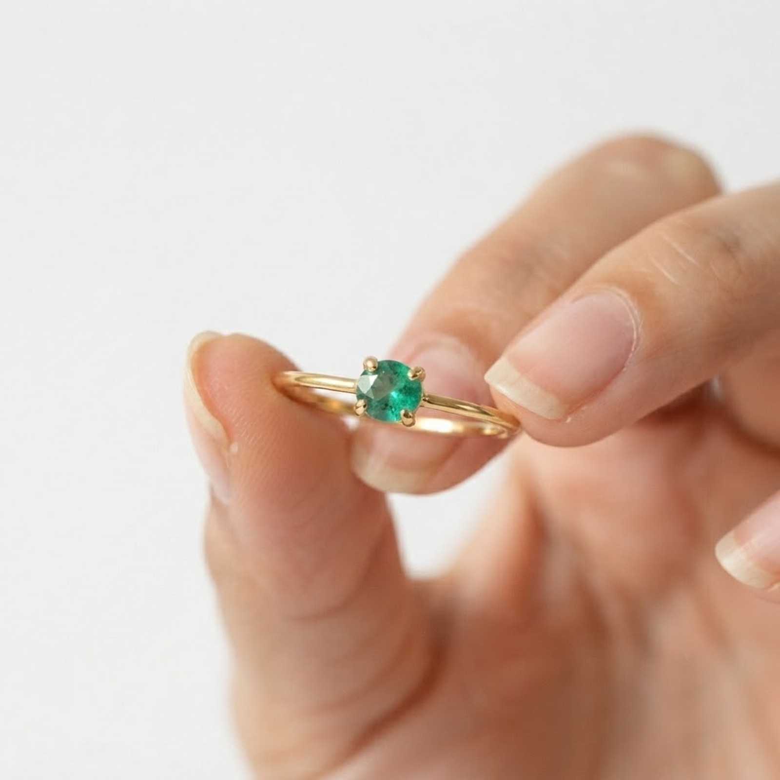 Natural Emerald 9k Solid Gold Floral Ring in All Sizes Dainty Handmade Jewelry