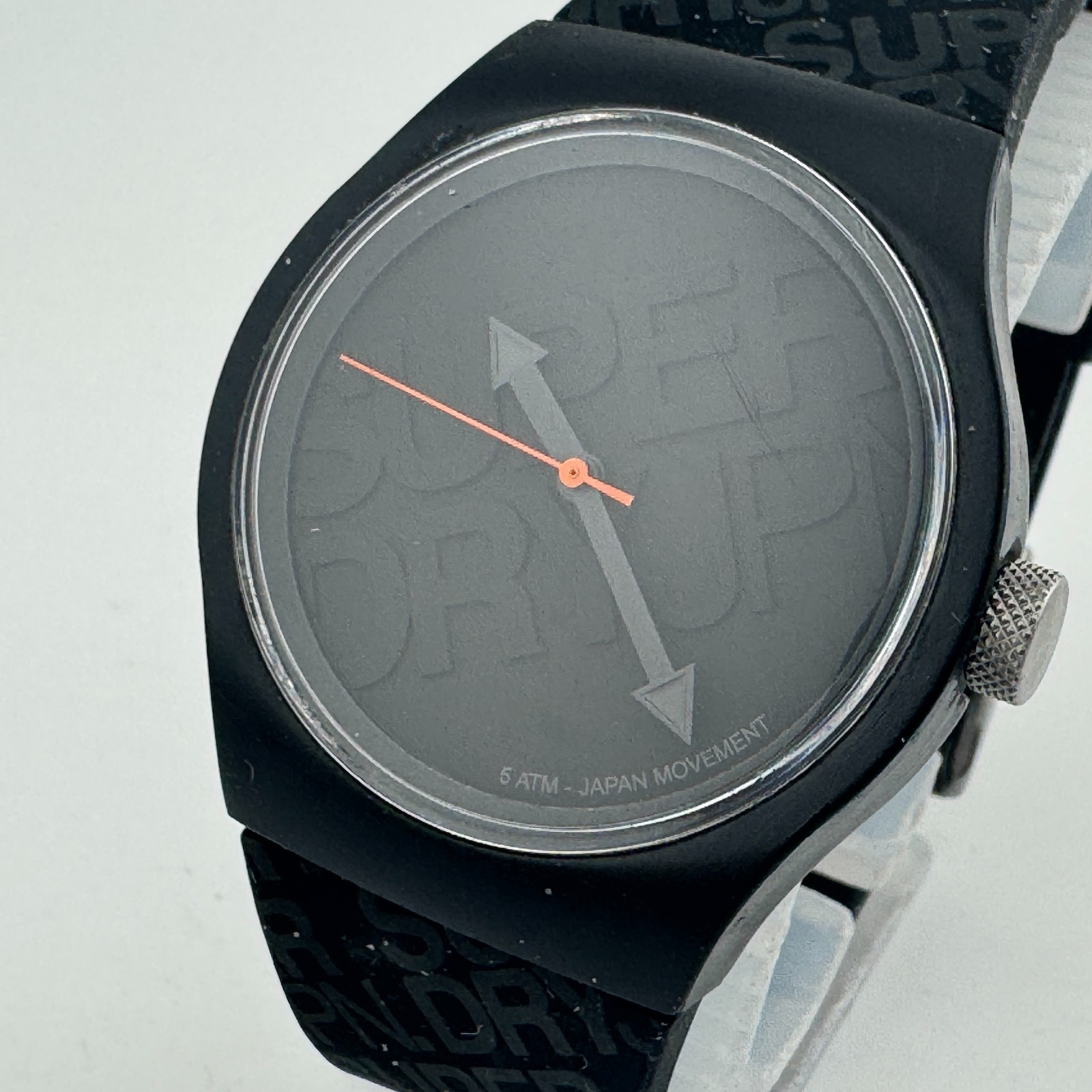 Super Dry JPN Quartz Watch Men 50m Black Plastic Rubber Japan Analog New Battery