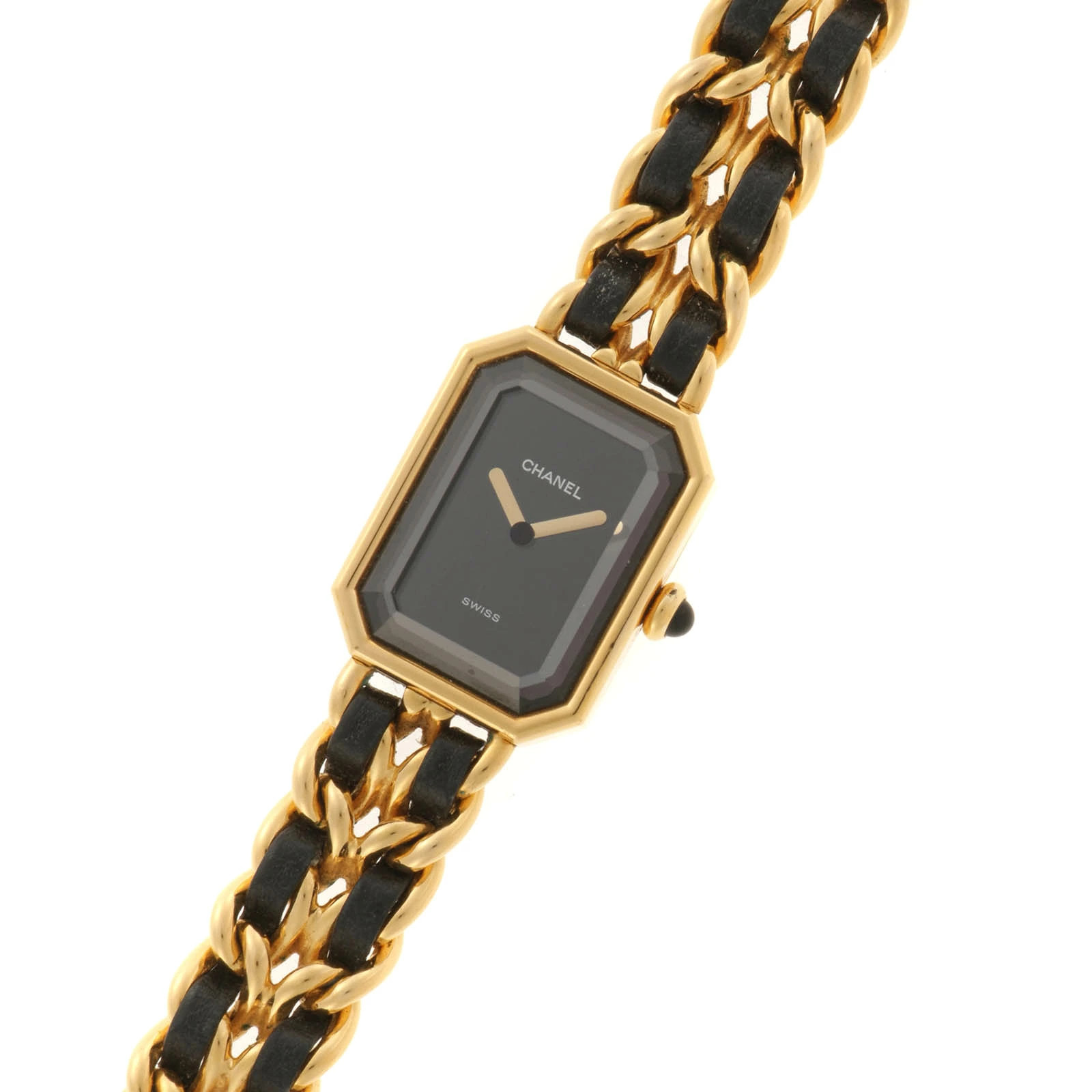 Chanel Première M H0001 Leather / Stainless Steel 20mm Black Dial Quartz #DW2715