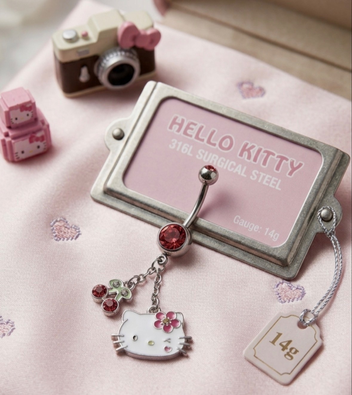 Hot Topic & Sanrio Hello Kitty Navel Barbell Belly Ring surgical steel 316L new