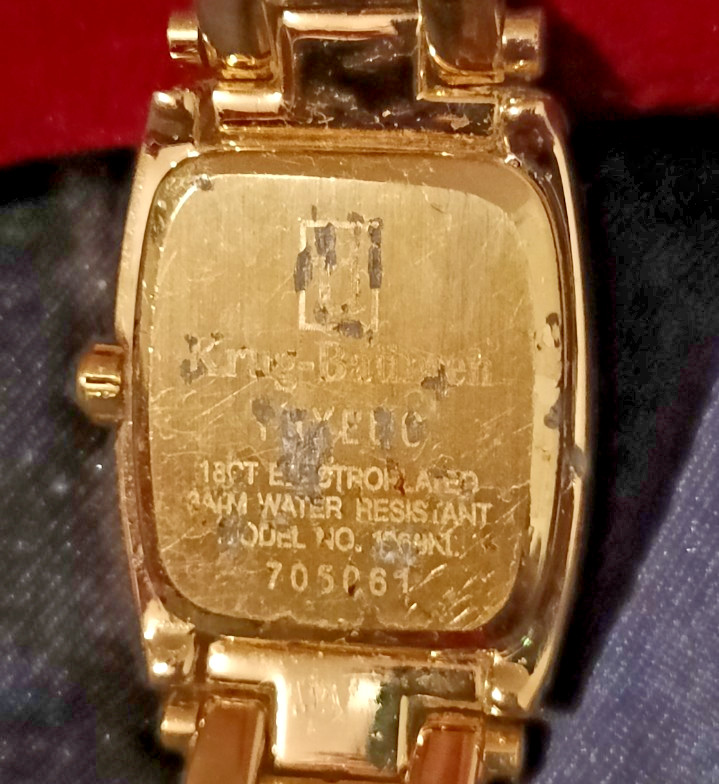 KRUG BAUMEN Tuxedo Ladies Gold Plated Quartz Watch-Working