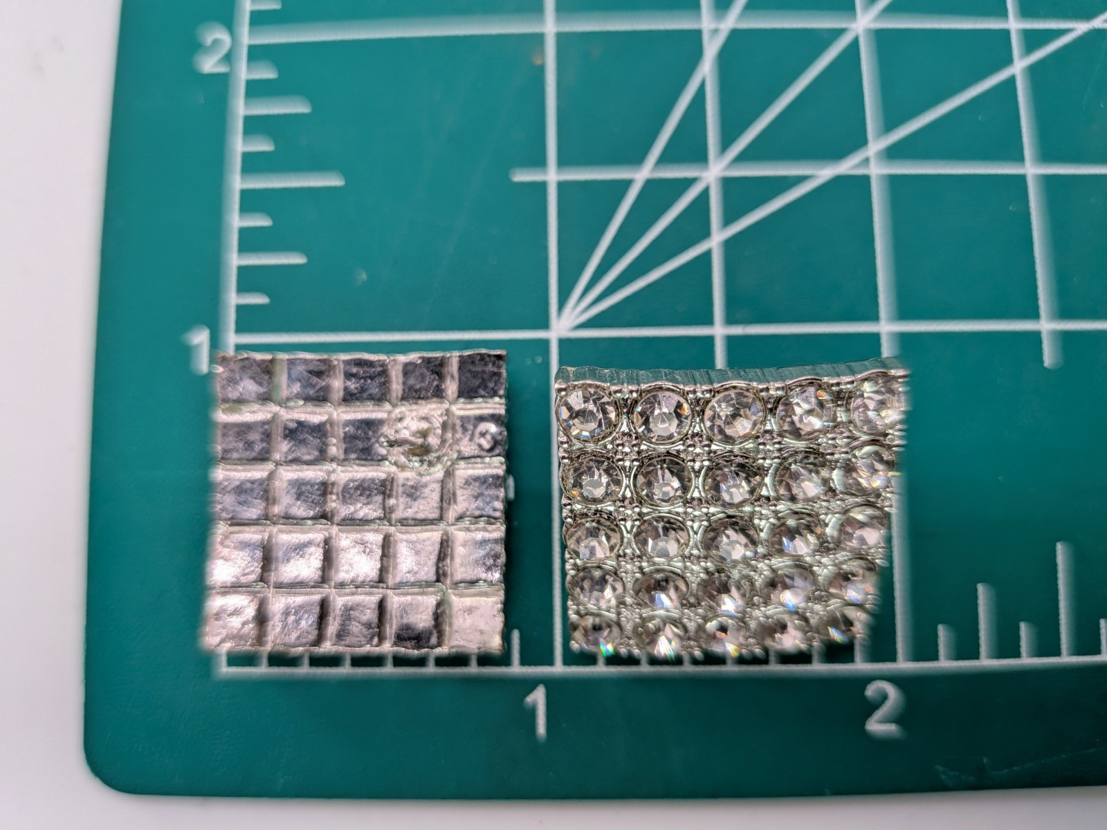 Vintage Rhinestone Stud Earrings Silver Tone Diamond Square Pave 15/16in Clear