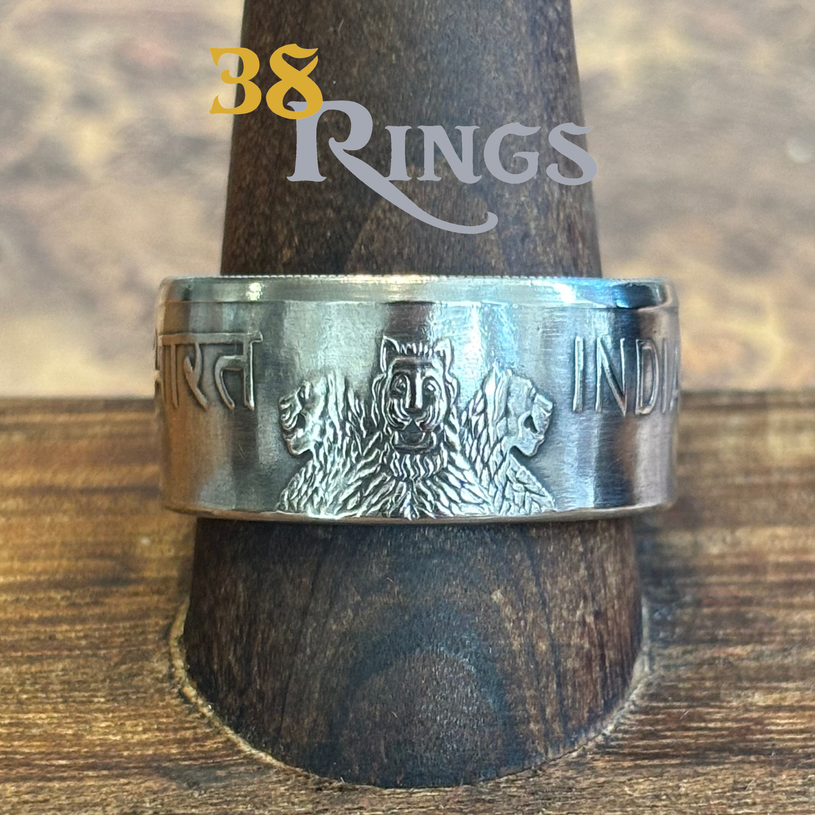 EXCLUSIVE SILVER India Ashoka Lion 10 Rupees COIN RING 1972 SIZE 5-18 Heirloom