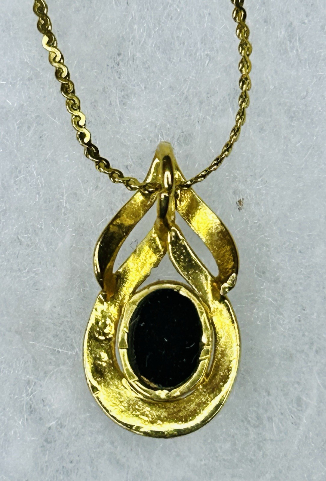 Vintage Gold Tone Faux Opal Pendant Necklace (c. 1985–1995)