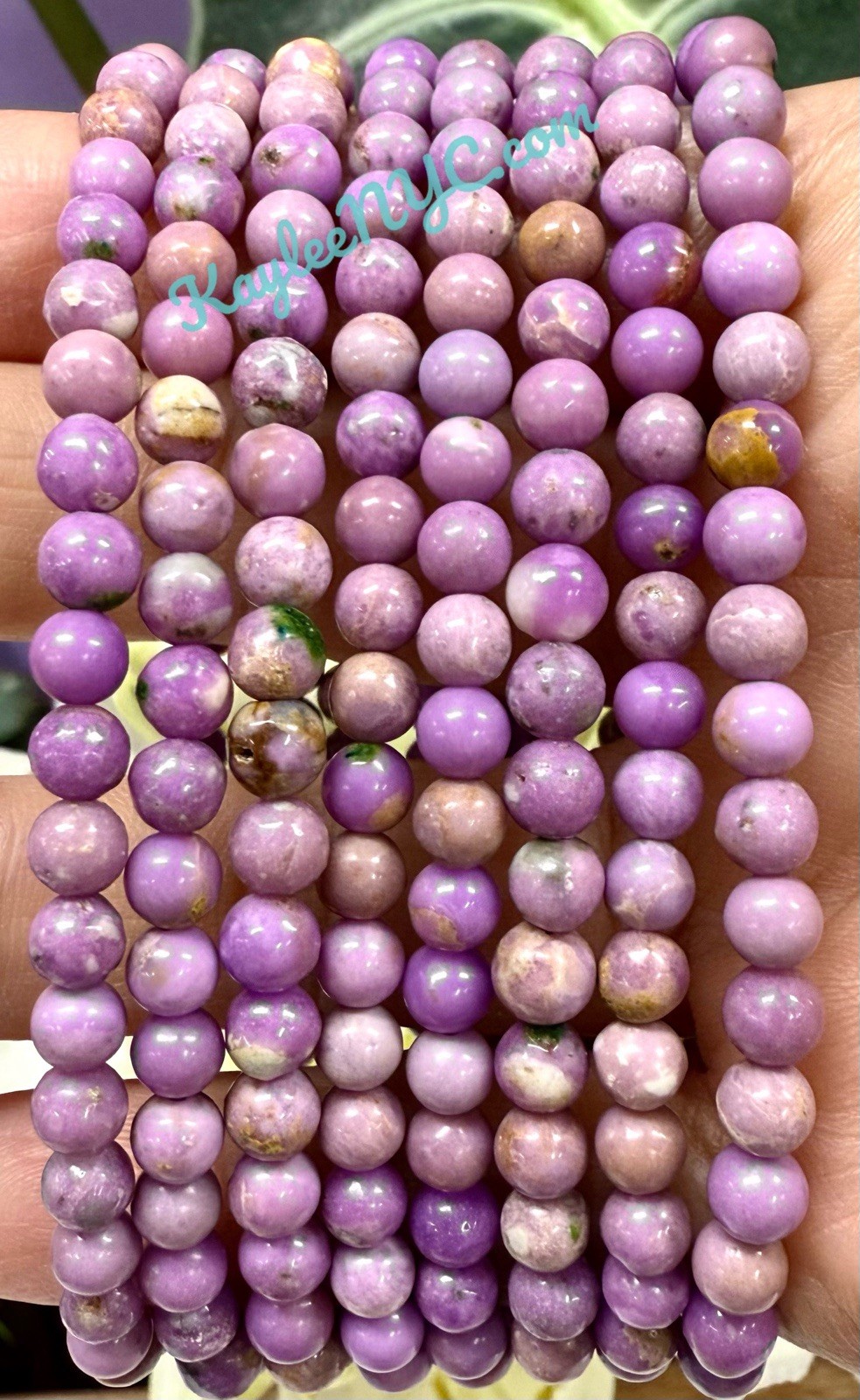 Wholesale Lot 6 Pcs Natural Phosphosiderite 5mm Crystal Stretch Bracelet 7.5”