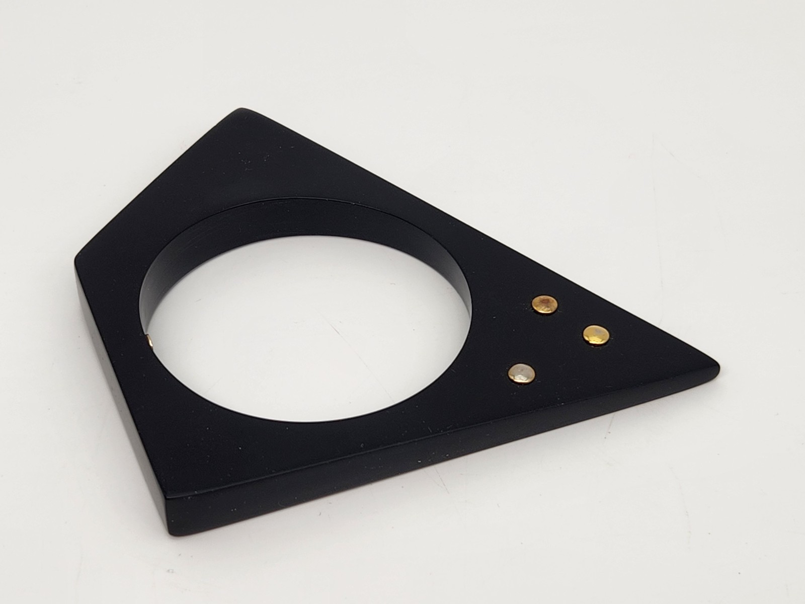 Alexis Bittar Asymmetrical Pentagon Black Lucite Mod Bangle Bracelet