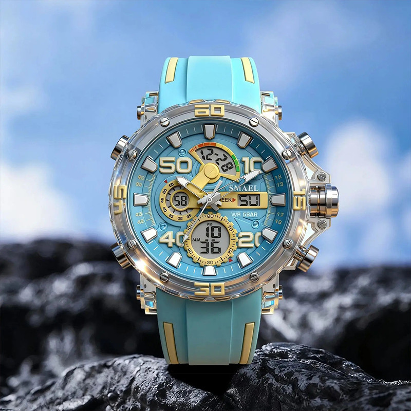 SMAEL 8136 Men’s Military Watch 50M Waterproof LED Chronograph Alarm Stopwatch
