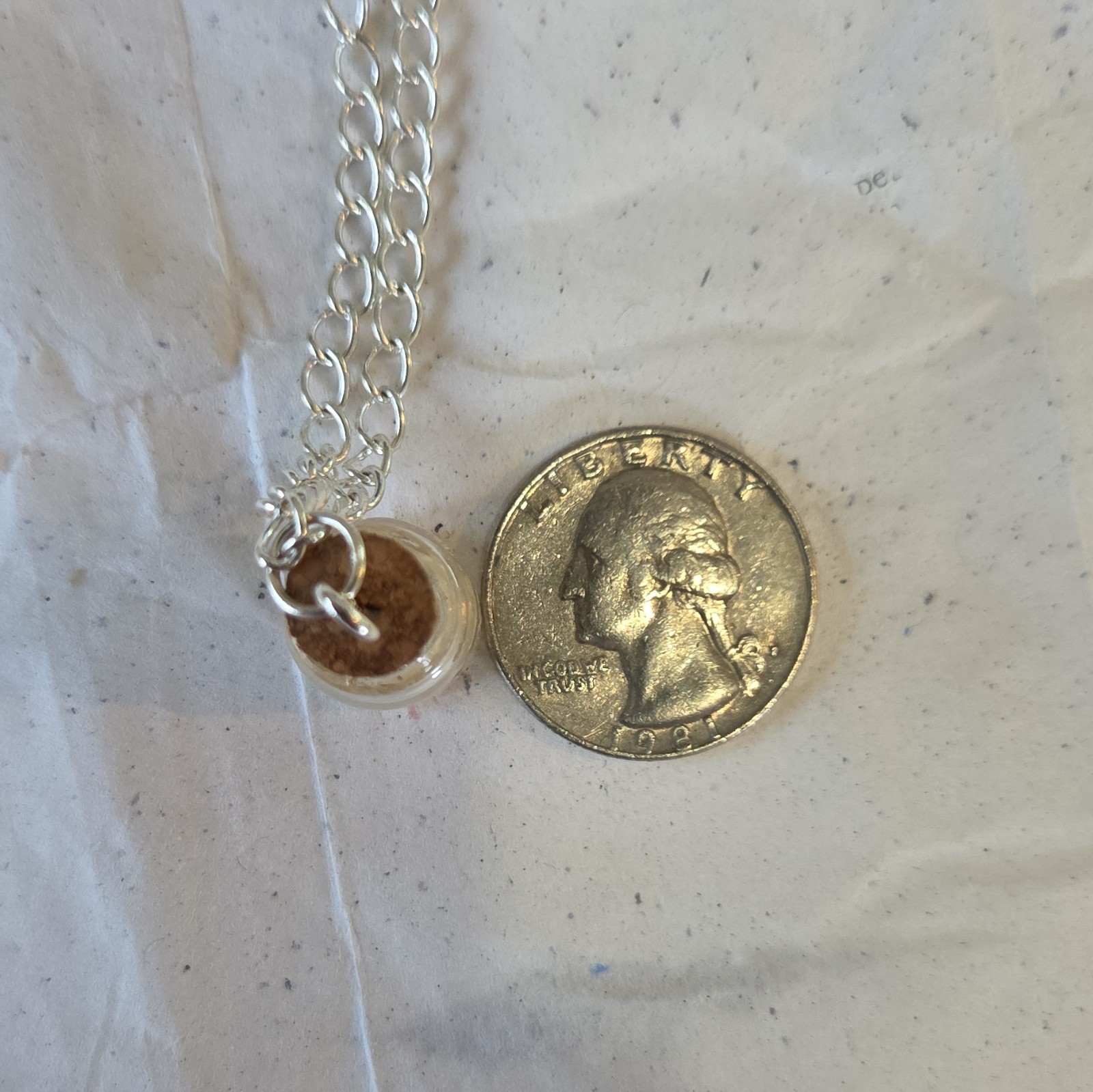 “Treasure In The Sand” 2.4mm Diamond & Sand Bottle Pendant Necklace Handmade
