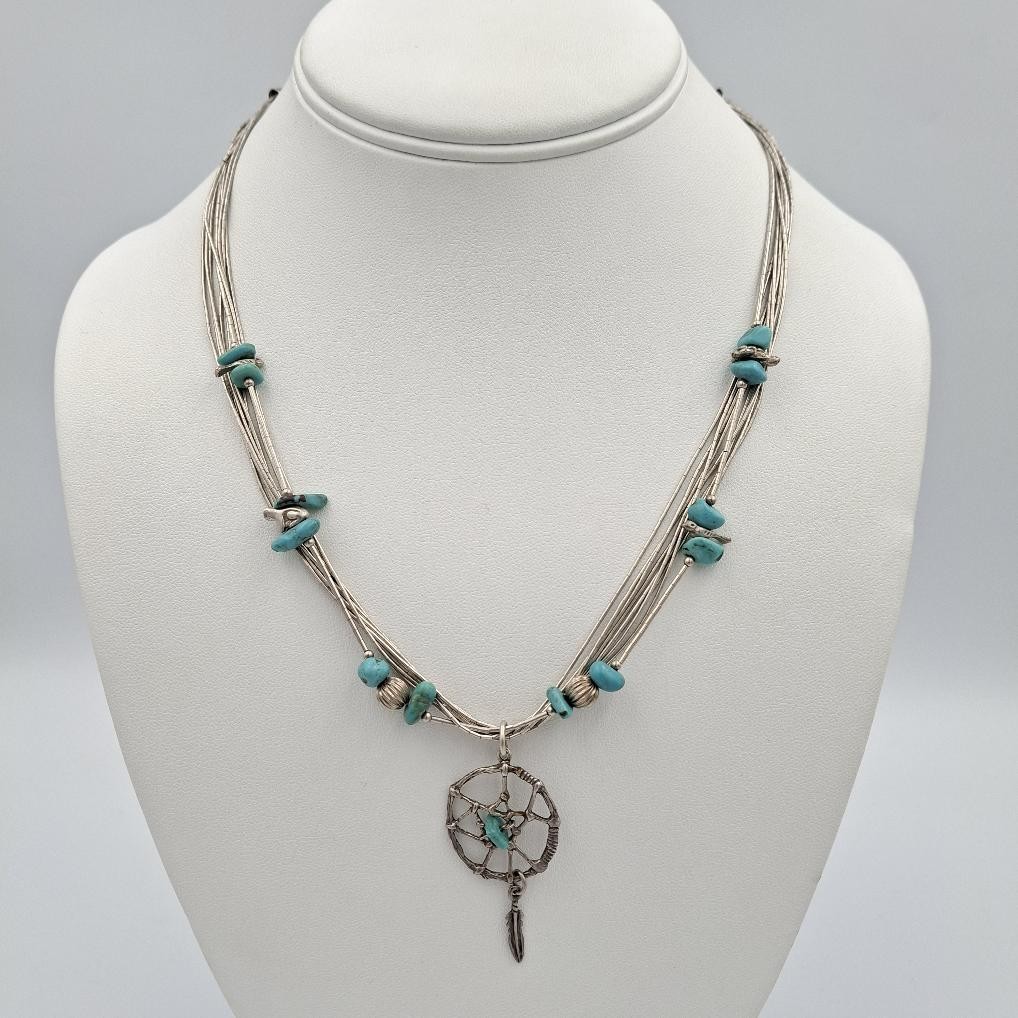 VTG Shube Dakota West Liquid 925 Sterling Silver Dreamcatcher Fetish Necklace