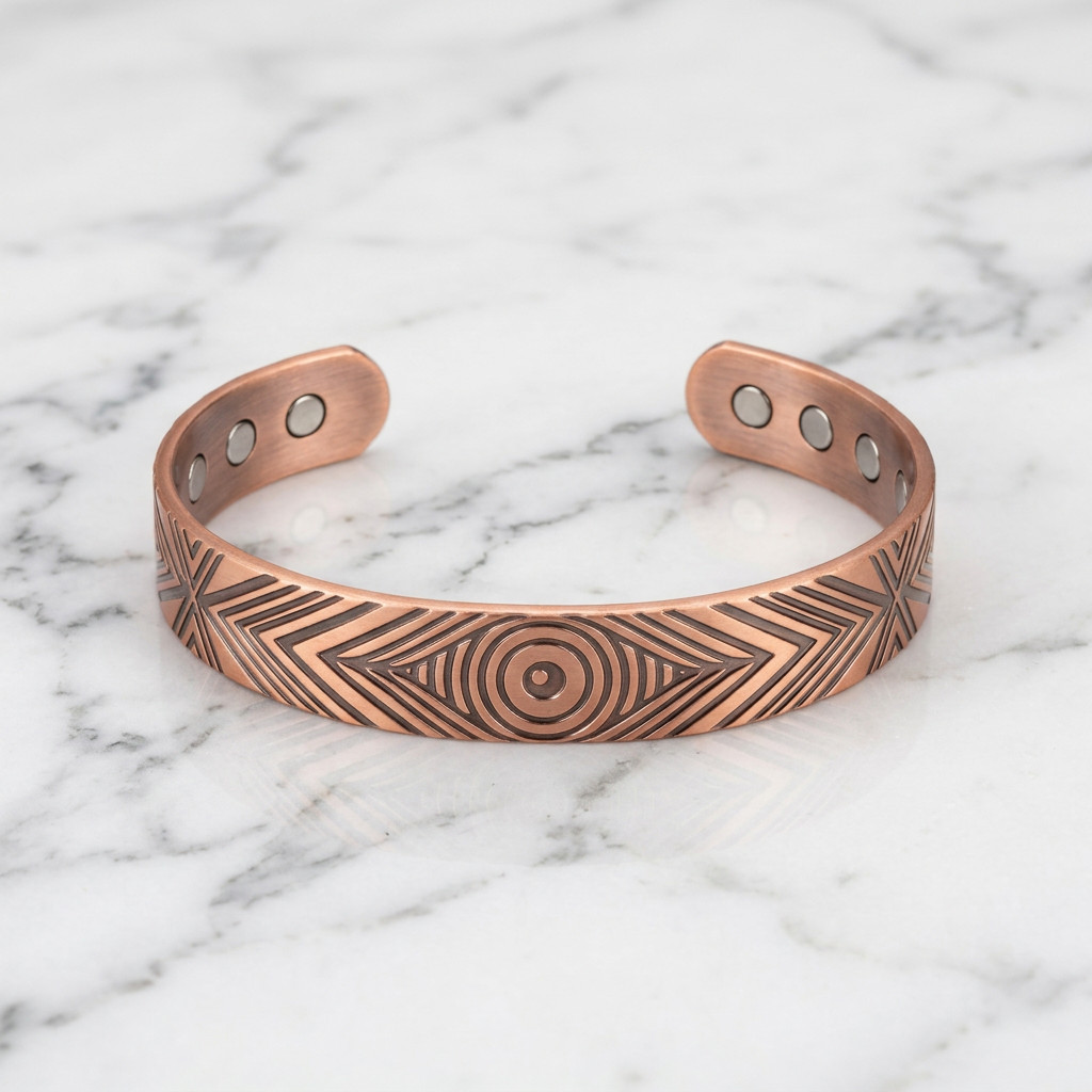 9 Pack Solid Copper Magnetic Bracelet Arthritis Pain Therapy Cuff Set Display