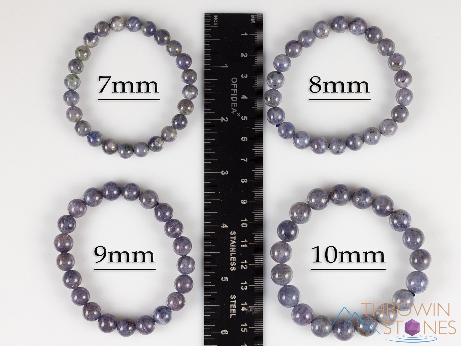 IOLITE Crystal Bracelet – Round Beads – Beaded Handmade Healing Jewelry, E1621