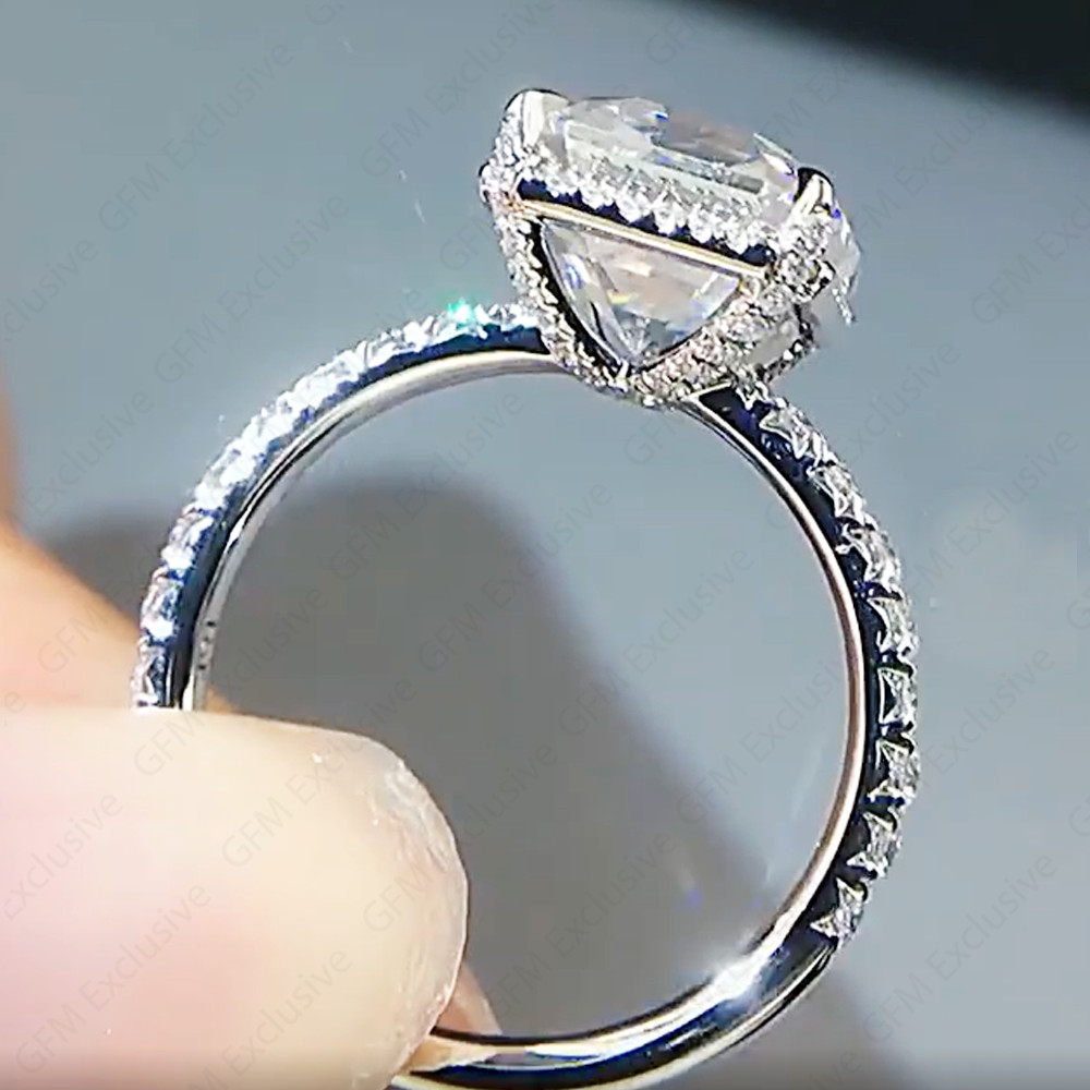 3.85 TCW Asscher Cut Moissanite Women’s Engagement Ring In 14k White Gold Plated