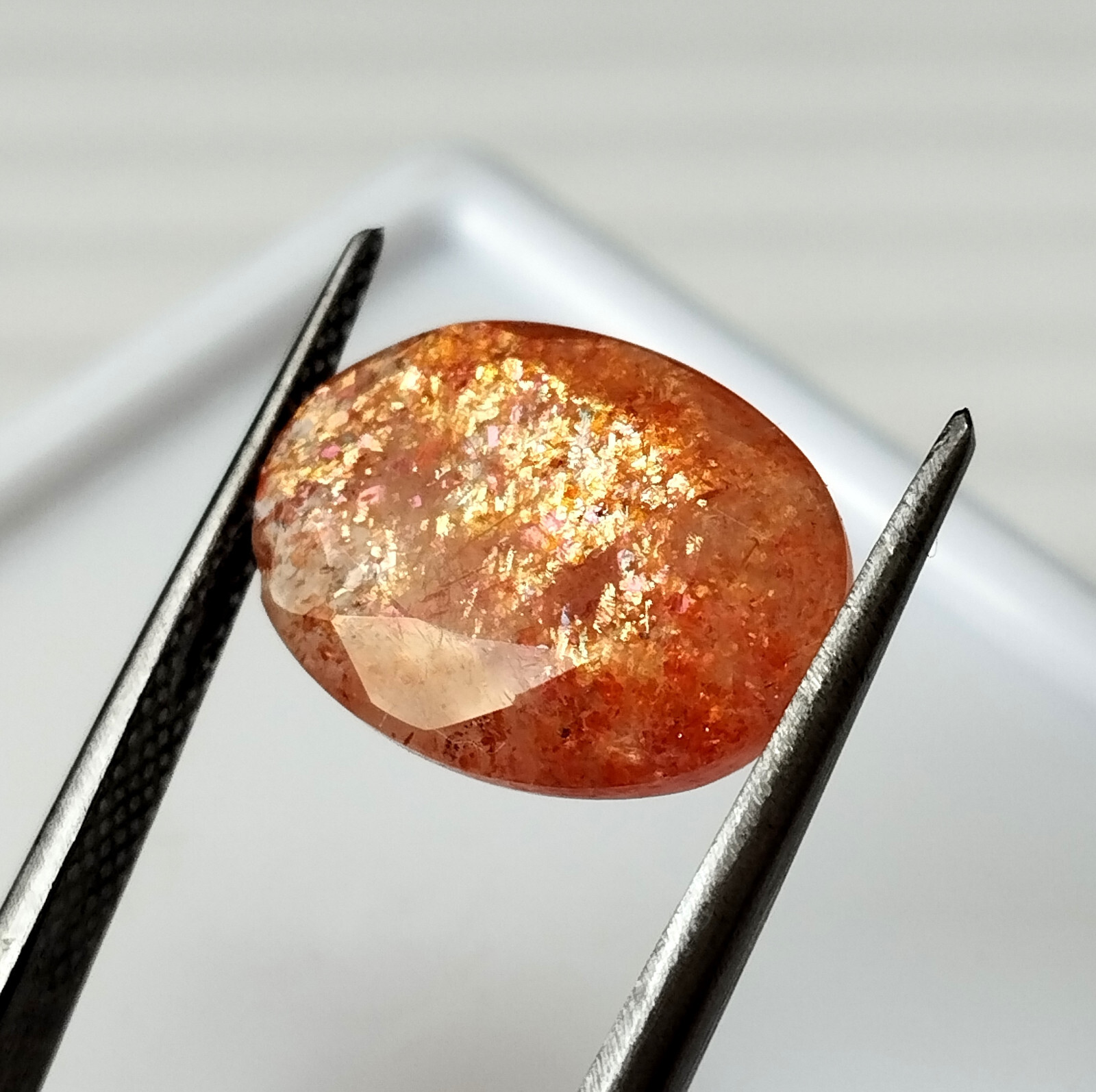 Natural Fire Sunstone Oval Cut Faceted Untreated Gemstone 5.05 Carat 15X10.9 mm
