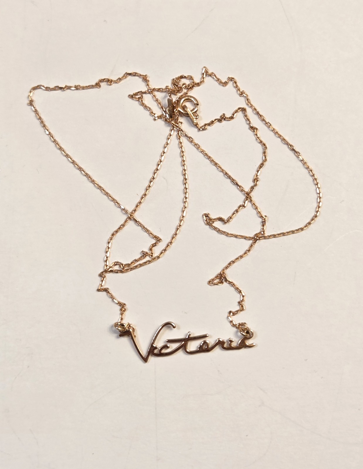 Sterling Silver VICTORIA Rose Gold Tone Pendant Necklace 24″