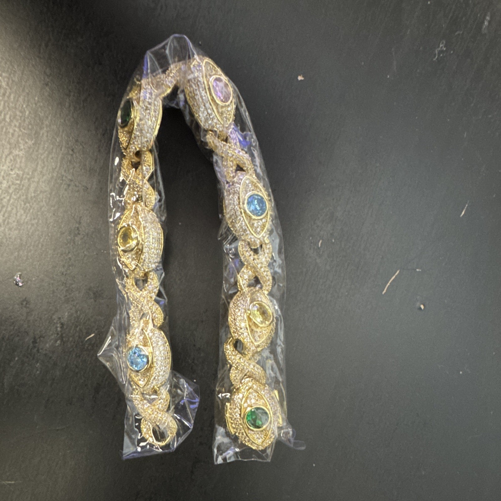 HelloIce 8” 14mm Infinity Eye Bracelet. Hollow Back