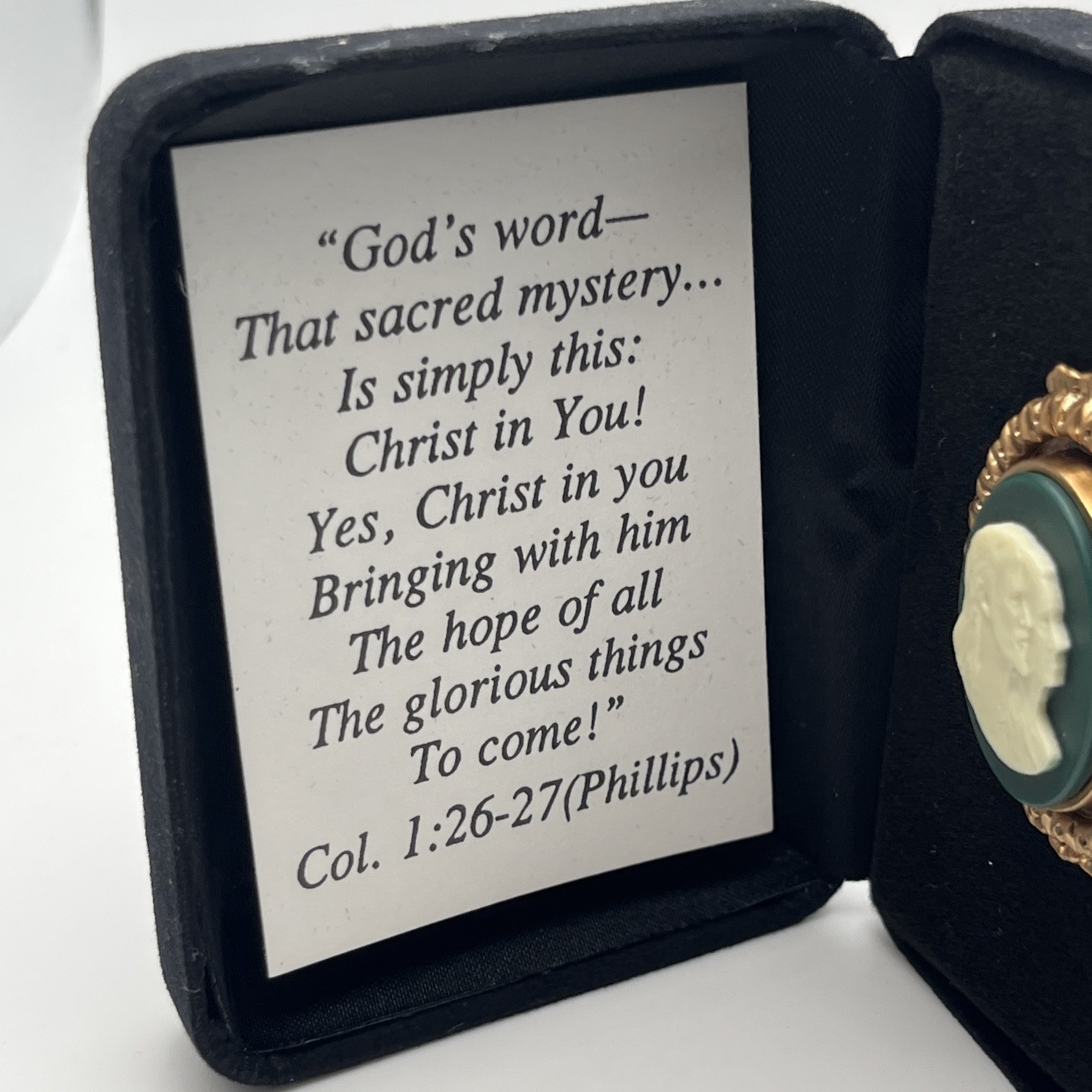 Colossians 1:27 Cameo Brooch Pin Bible Verse Jewelry Brooch