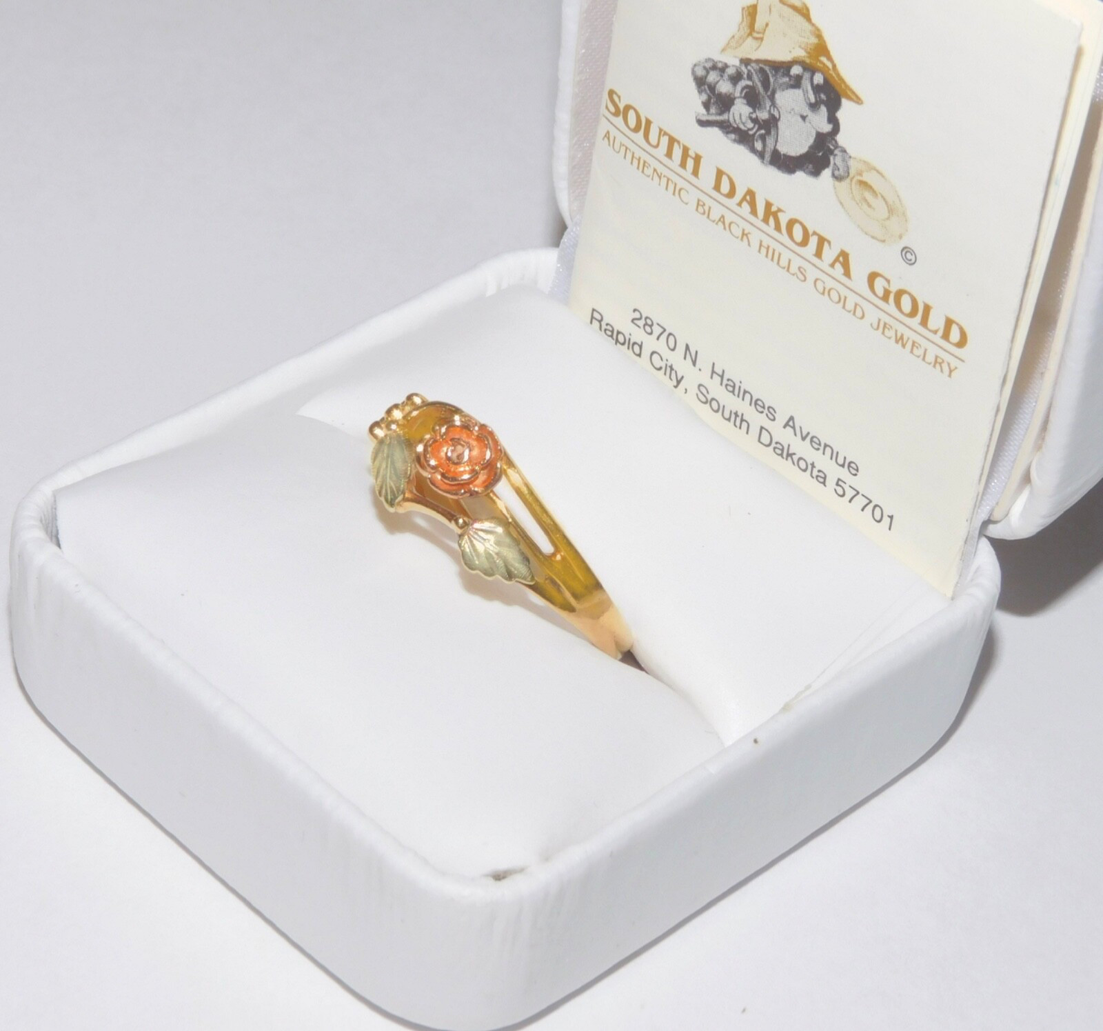 Black Hills Gold 10k 12k Dakota Rose Leaf Ring Size 7 3/4