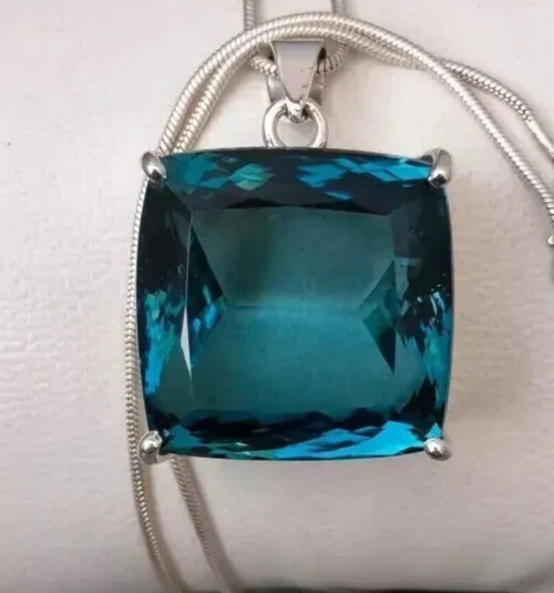 96.80 Ct London Blue Topaz Pendant Sterling Silver Pendant Gemstone Jewelry