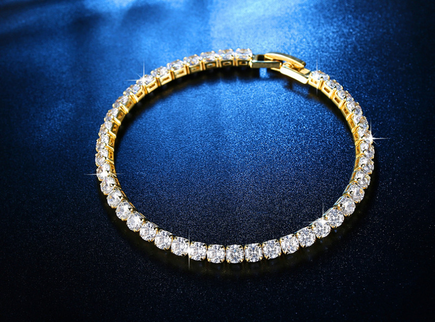 7.3″ White Gold Plated Brass White Green Blue Round CZ Tennis Bracelet Gift P52