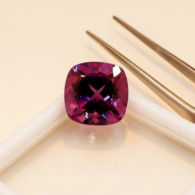 19 Ct Color Changing Alexandrite Natural Certified Flawless Cushion Gemstone