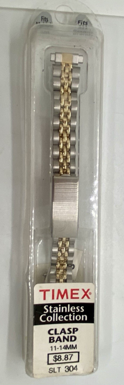 TIMEX Stainless Collection Watch Clasp Band Gold/Silver 11-14mm Lugs – 6” Long