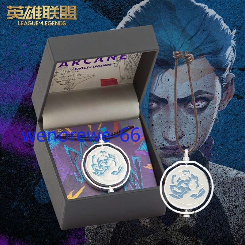 League of Legends Arcane Season 2 Jinx Official Blue Rose Pendant Necklace Gift