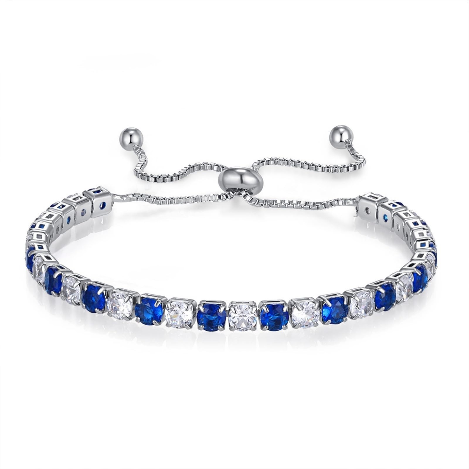 14K Gold Silver Plated Adjustable Rhinestone Beads Bracelet for Women