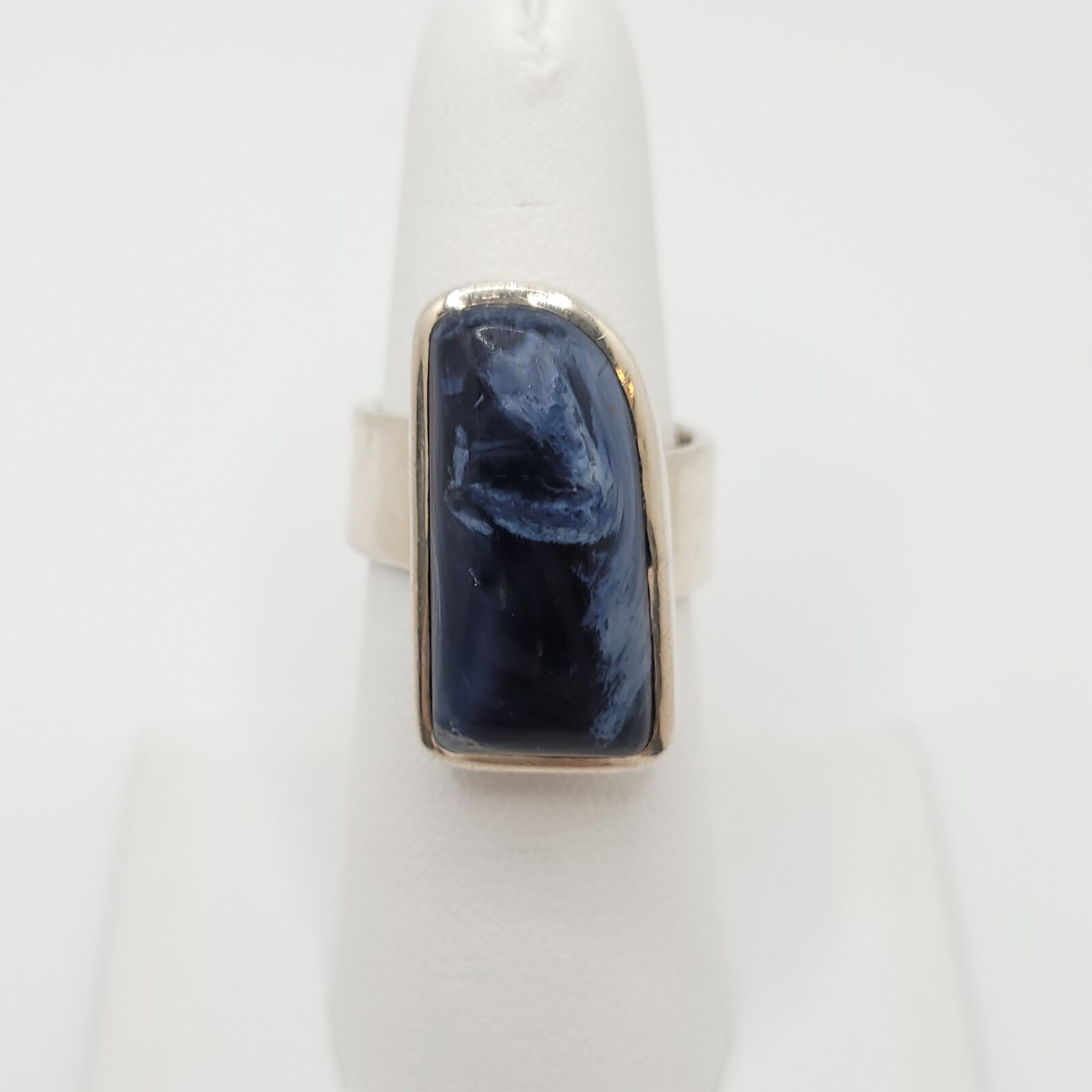 Natural Black & Blue Stone Ring .925 Sterling Silver Size 7 – RS141