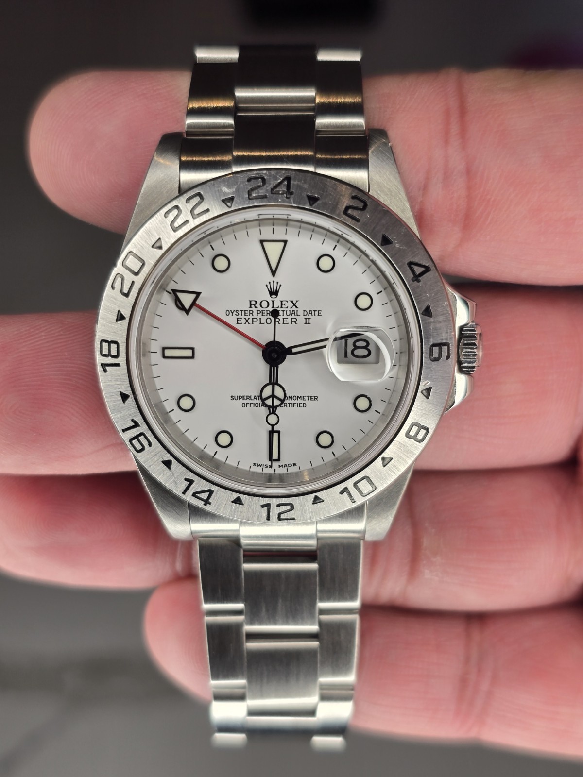 Rolex Explorer II Polar White 40mm – 16570 K Serial Stainless Steel