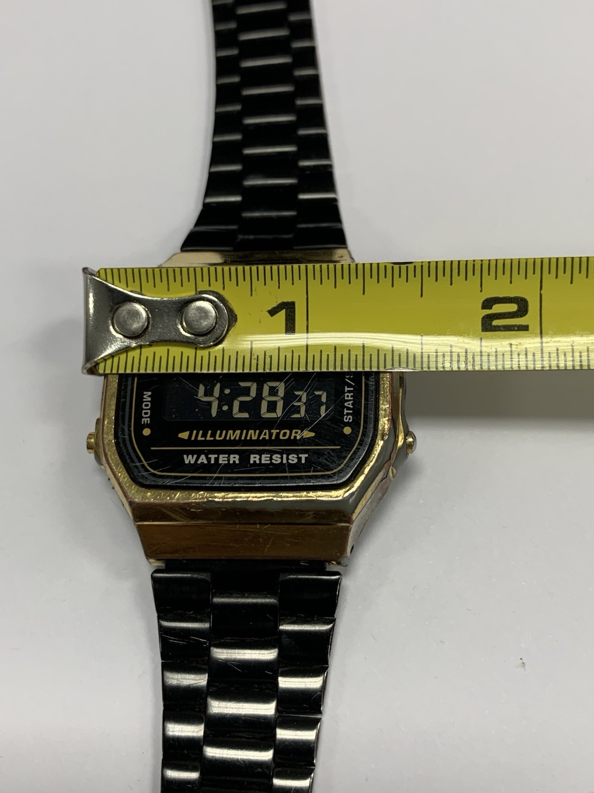 Vintage Casio A168WE Black Gold Tn Digital Watch Illuminator Alarm Chrono Works