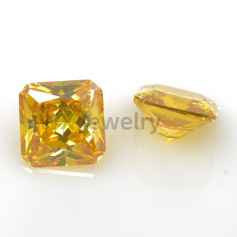 50pcs 3×3-12x12mm Golden Yellow Octangle Loose Cubic Zirconia Synthetic Gems