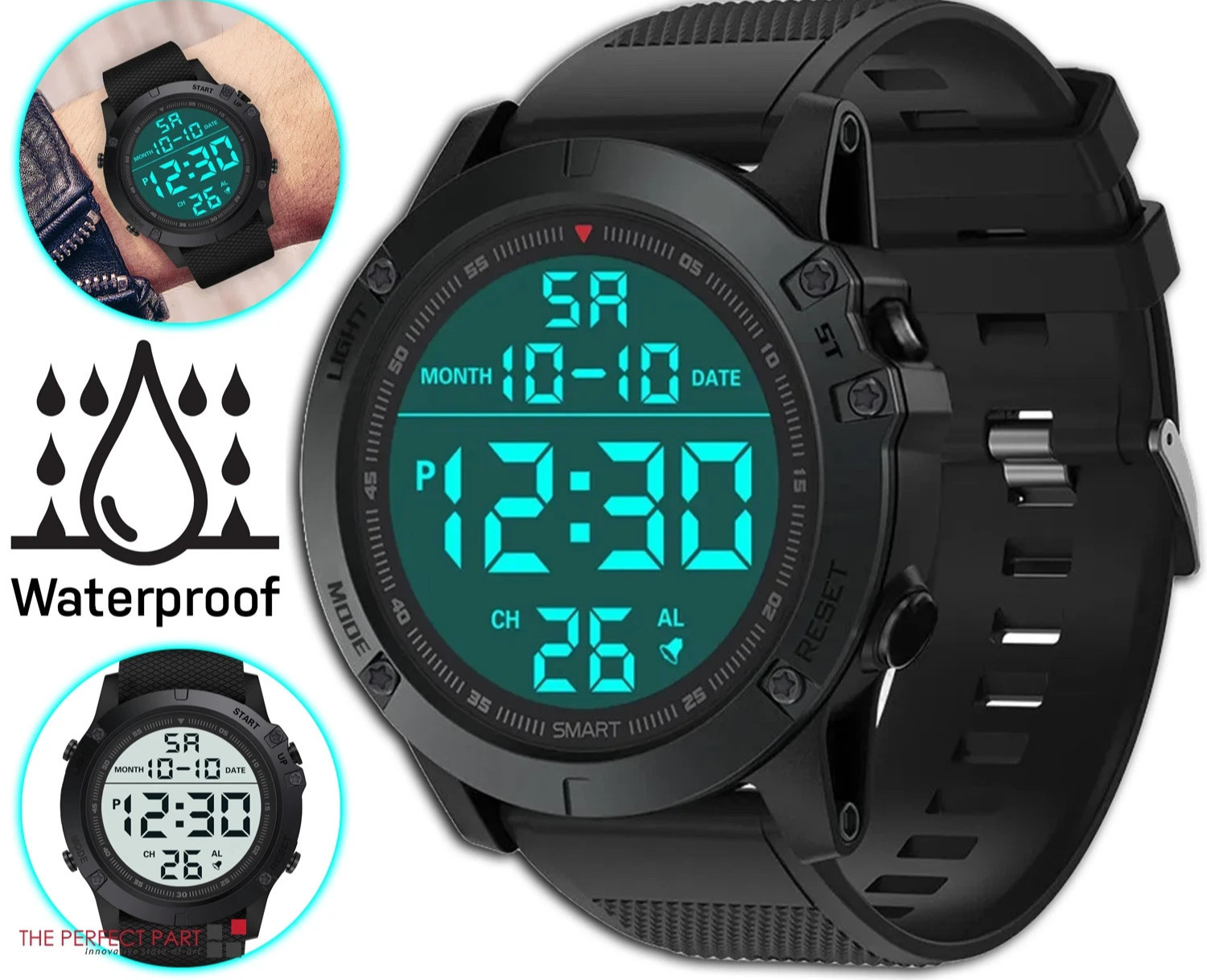 Waterproof Digital Sports Watch Military Tactical LED Backlight Wristwatch Men