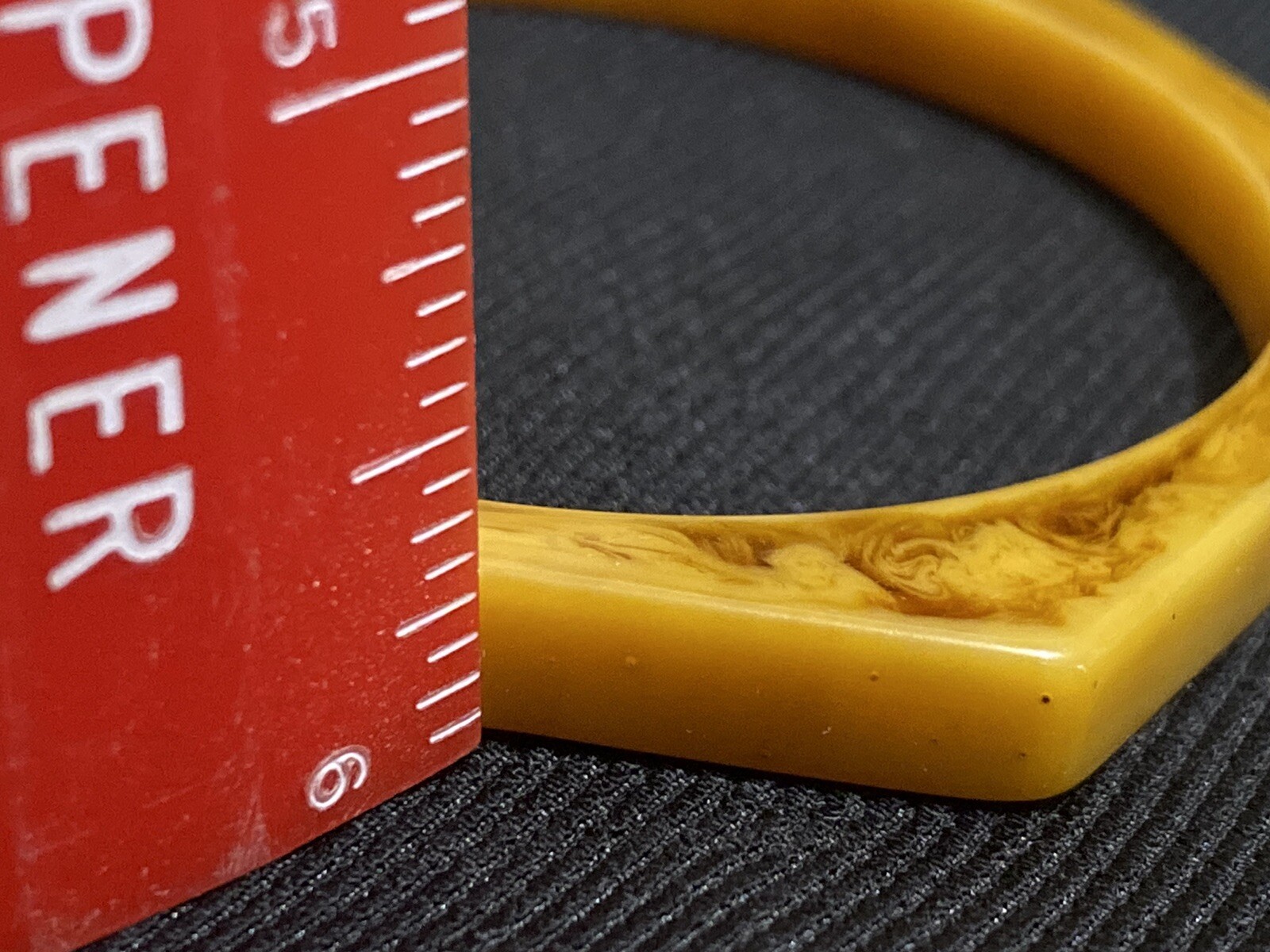 Vtg Bakelite Butterscotch Swirl Hexagon Bangle Bracelet 1/4 Inch Wide