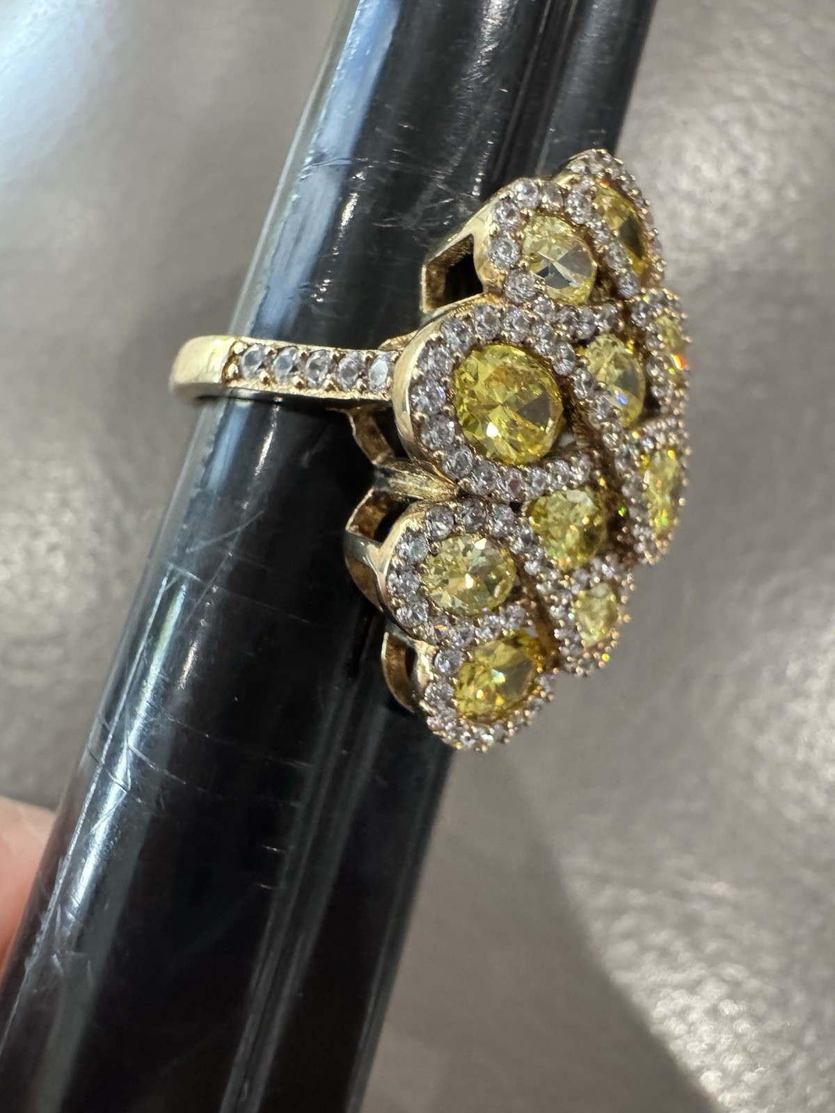 925 Sterling Silver Gold Plated Real Tourmaline Gem Ring Size 7