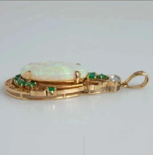 Natural Fire Opal 3.00Ct Oval Cut Women Vintage Pendant 14K Yellow Gold Plated