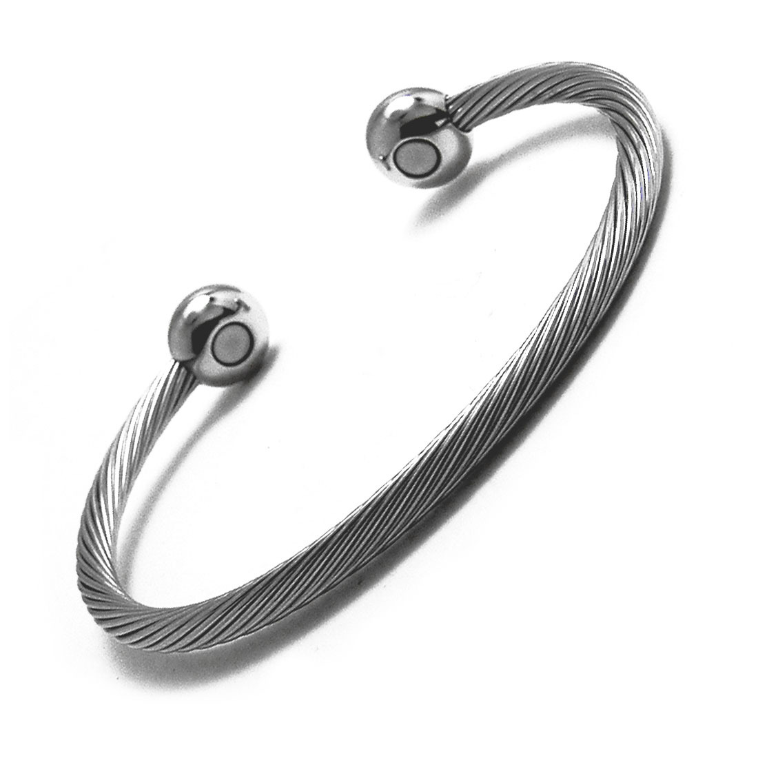 Accents Kingdom Magnetic Stainless Cable Silver Oval Ball Golf Bracelet