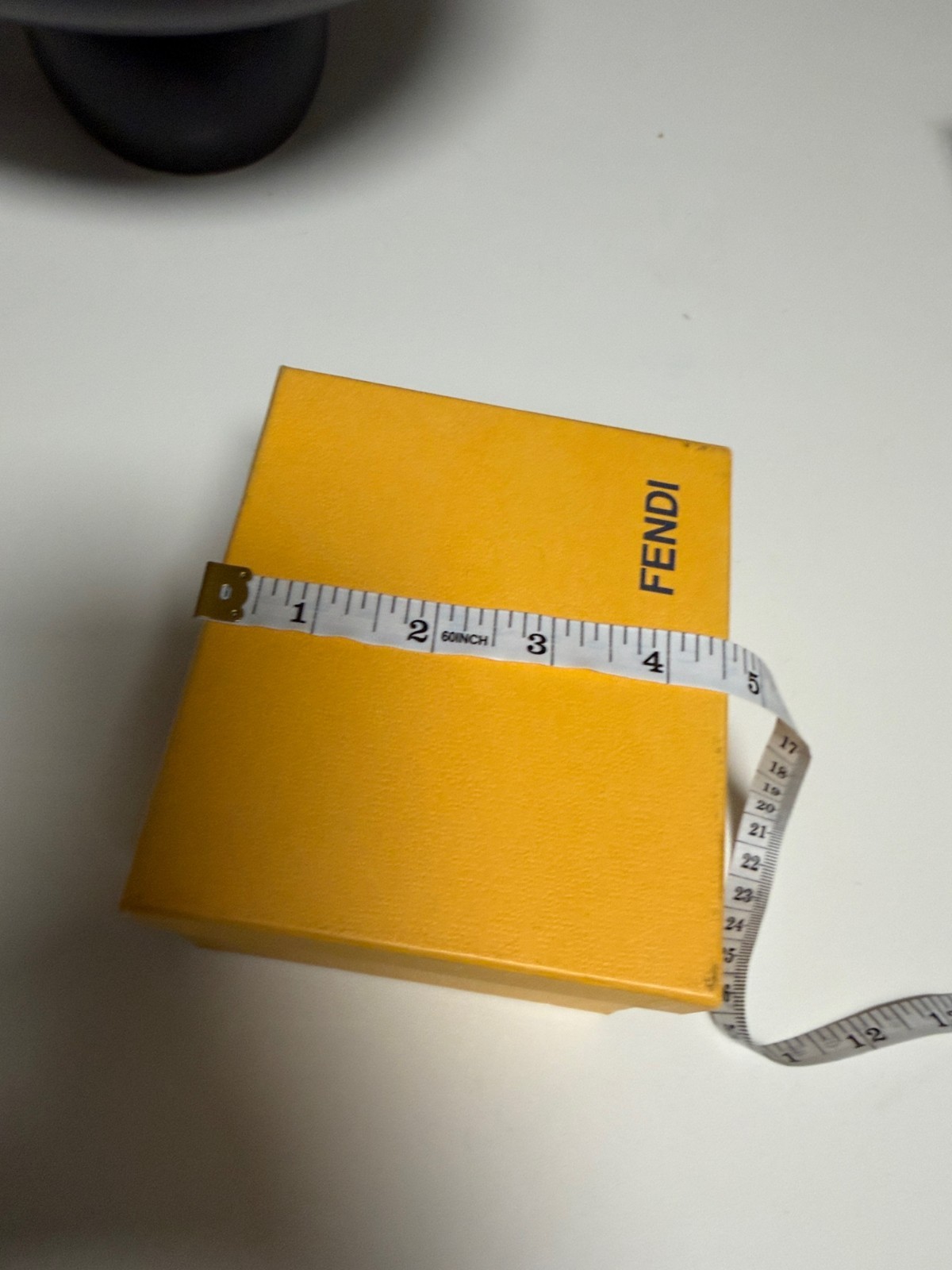 Fendi Jewelry Box Yellow/Black/Gray Velvet Lined Square 5x5x2.5 in