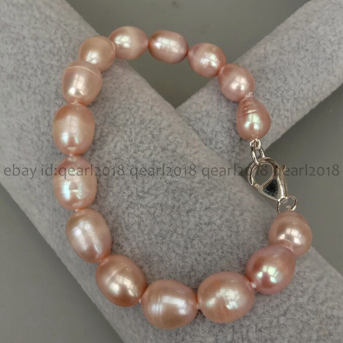 Natural White Black Gray Pink Purple Rice Cultured Pearl Beads Bracelet 7-8.5”