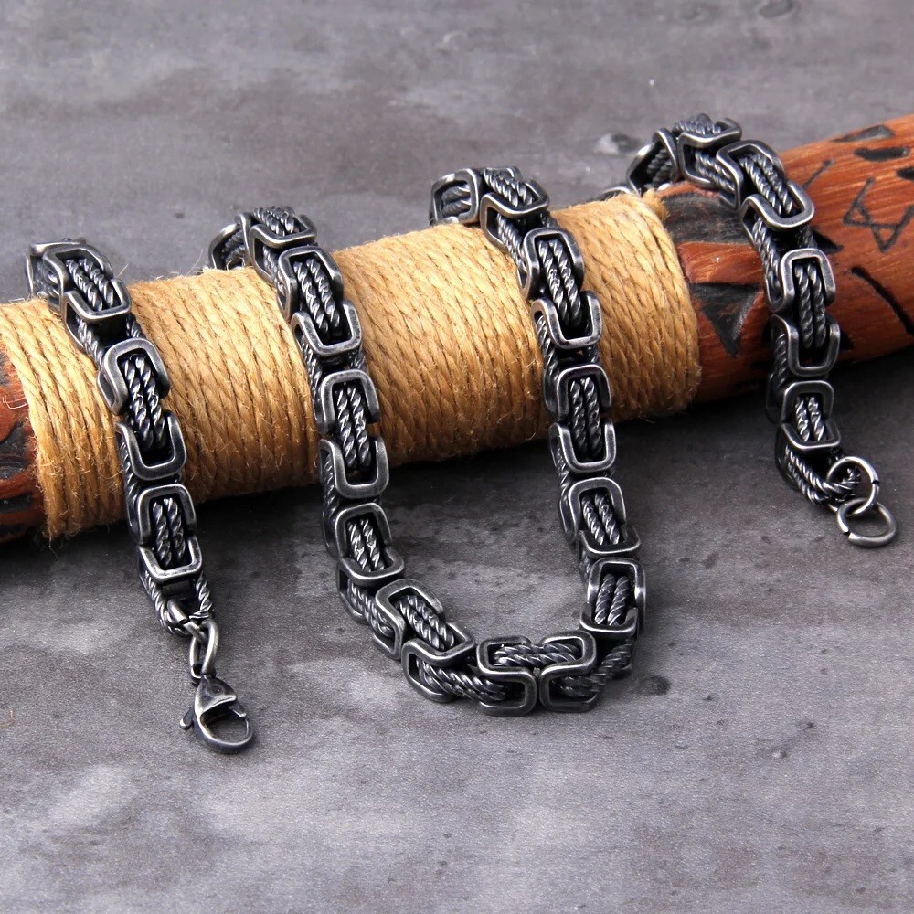 Locomotive Men Punk Rock Bicycle Chain Bracelet Stainless Steel Pendant Necklace