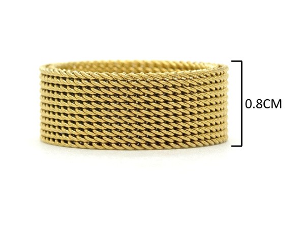 18K Gold Filled Somerset Mesh Chain Linked 8mm wide Mesh Band Ring Unisex Gift