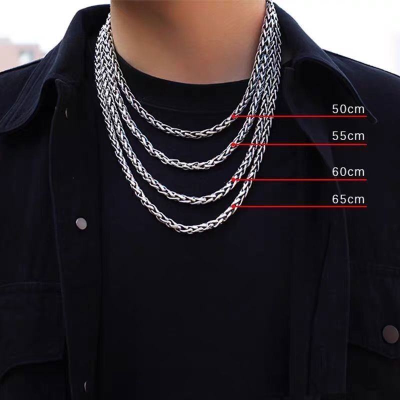 Solid S925 Sterling Silver Chain Men Women 6mm Wheat Link Necklace 20-30in L