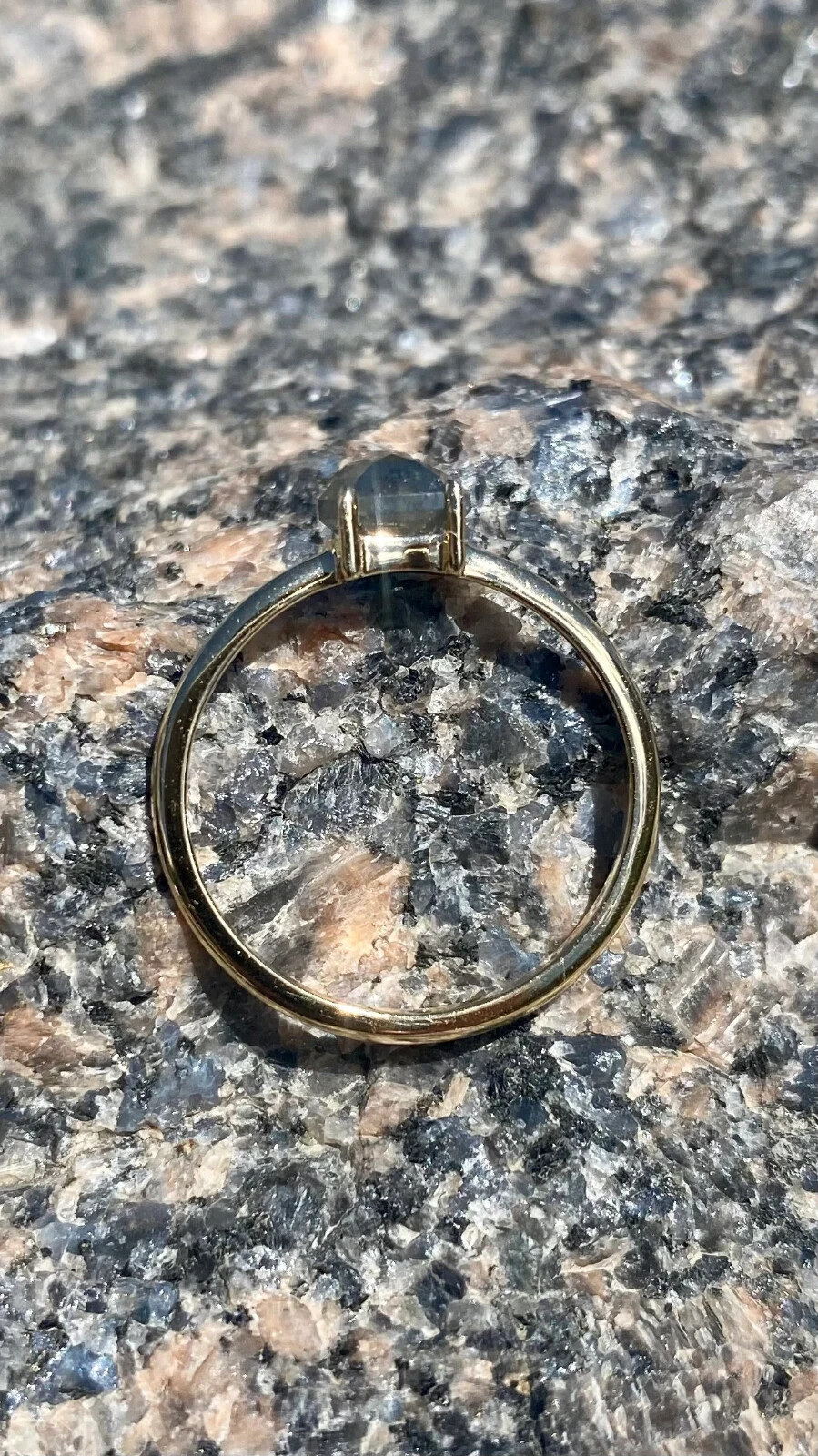 Pentagon Salt and Pepper Diamond Ring Handmade 14K Gold Anniversary Geometric