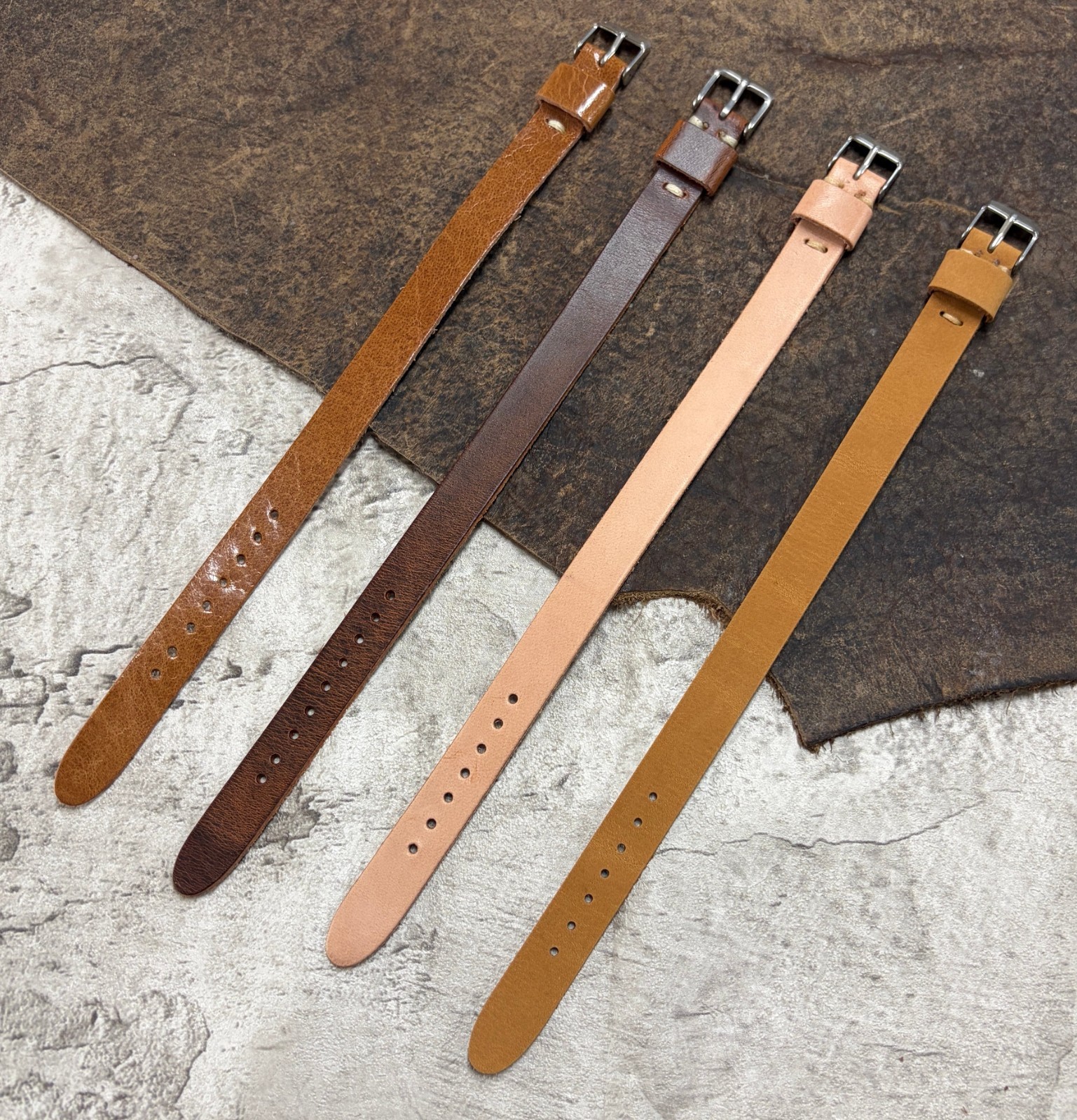Size 12/14/16mm Handmade Vintage Leather Fixed Lug Watch Wrist Strap Band #138B